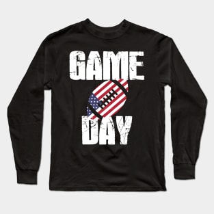 Game Day Football America Flag Long Sleeve T-Shirt